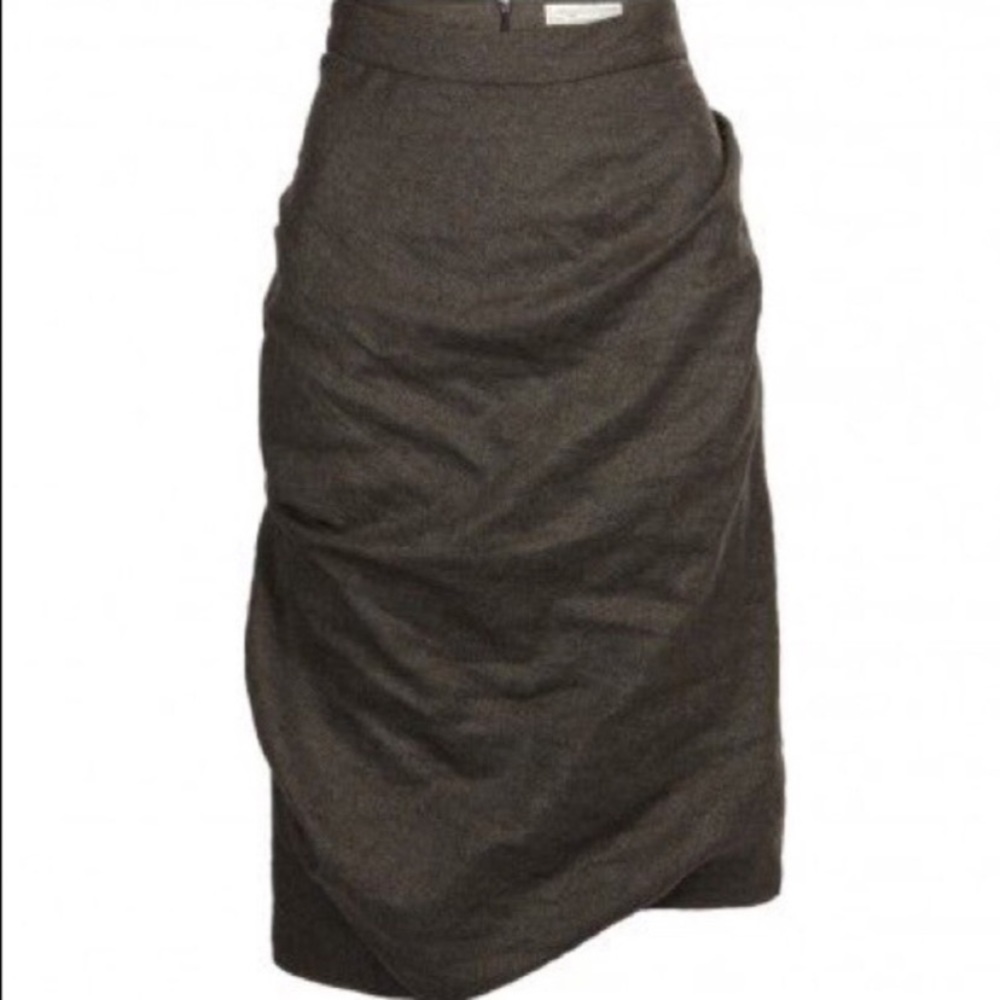 All Saints Oak Louvre wool tweed ruched skirt US 4